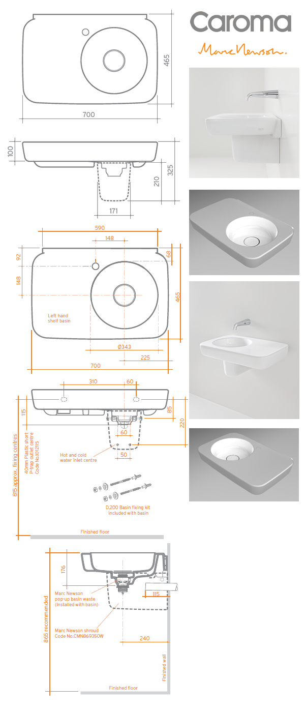 Benton's Finer Bathrooms Caroma Marc Newson Wall Shelf Basin